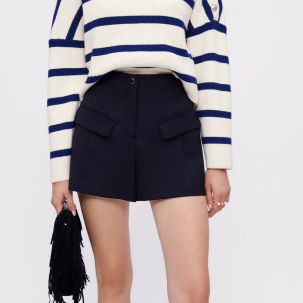 Maje Tailored Shorts, Navy Blue, 38 EU (6 US)